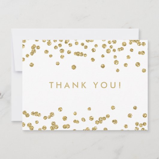 Bruiloft dank u gouden faux glitter Confetti wit Bedankkaart (Voorkant)