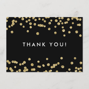 Bruiloft dank u gouden faux glitter Confetti zwart Bedankkaart