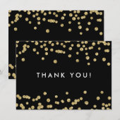 Bruiloft dank u gouden faux glitter Confetti zwart Bedankkaart (Voorkant / Achterkant)
