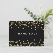 Bruiloft dank u gouden faux glitter Confetti zwart Bedankkaart (Staand voorkant)