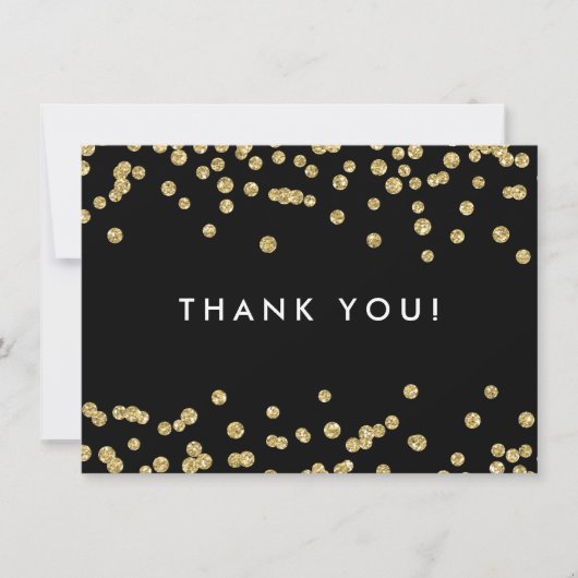 Bruiloft dank u gouden faux glitter Confetti zwart Bedankkaart (Voorkant)