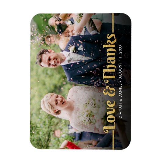 Bruiloft dank u gouden liefde en Bedankt foto Magneet (Verticaal)