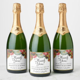 Bruiloft Dank u  Herfst Flowers Sparkling Wijnetiket
