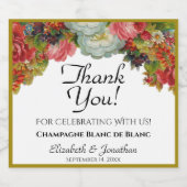 Bruiloft Dank u  Herfst Flowers Sparkling Wijnetiket (Enkel label)