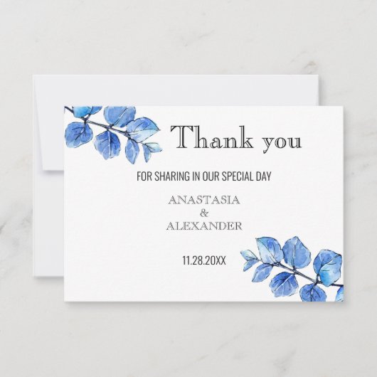 Bruiloft dank u kaart. bedankkaart (Voorkant)