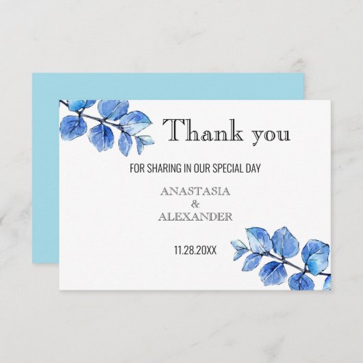 Bruiloft dank u kaart. bedankkaart (Voorkant / Achterkant)