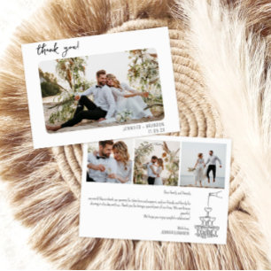 Bruiloft dank u kaart Champagne toren