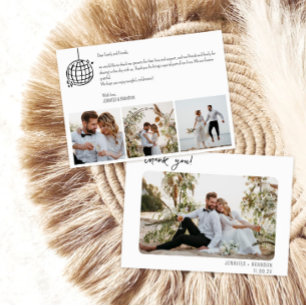 Bruiloft dank u kaart disco bal