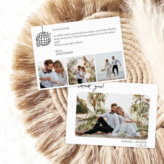 Bruiloft dank u kaart disco bal