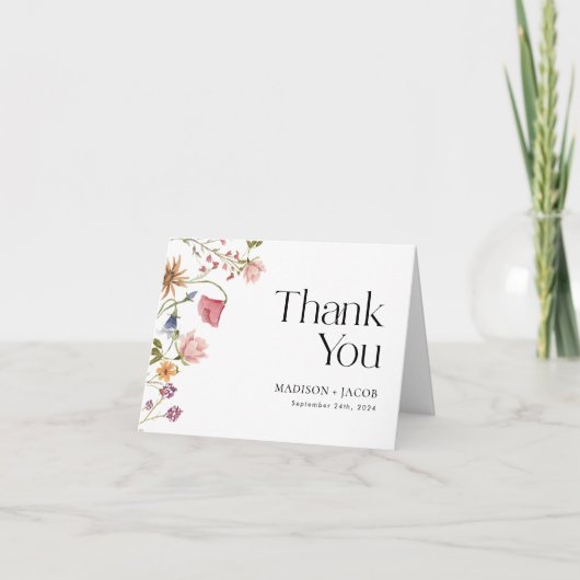 Bruiloft Dank u kaart Floral (Voorkant)