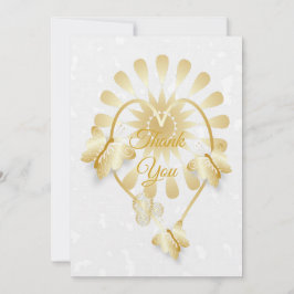 Bruiloft Dank u kaart Goud Bloemen Hart