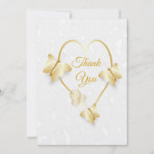 Bruiloft Dank u kaart Gouden Kleur Hart Vlinder (Voorkant)