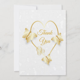 Bruiloft Dank u kaart Gouden Kleur Hart Vlinder