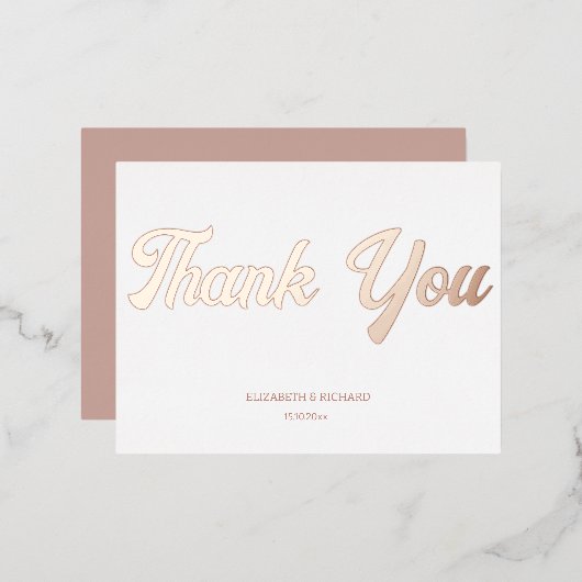 Bruiloft Dank u kaart in roze goud (Voorkant / Achterkant)