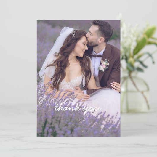 Bruiloft Dank u kaart met foto (Staand voorkant)