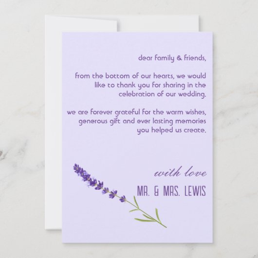 Bruiloft Dank u kaart met foto (Achterkant)