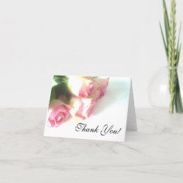 Bruiloft Dank u kaart met roze rozenbloemen