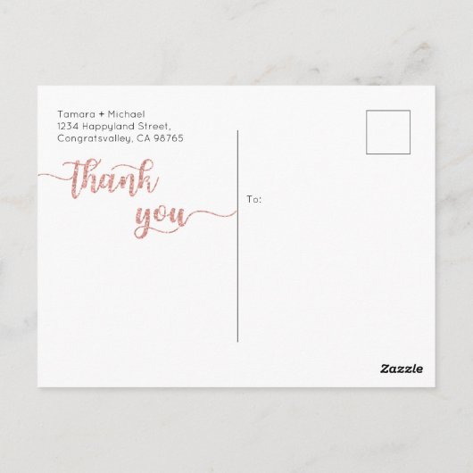 Bruiloft dank u kaart, modern script Briefkaart (Achterkant)