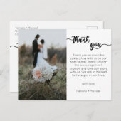 Bruiloft Dank u kaart, modern script Briefkaart (Voorkant / Achterkant)