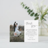 Bruiloft dank u kaart, modern script Briefkaart (Staand voorkant)