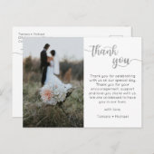 Bruiloft dank u kaart, modern script Briefkaart (Voorkant / Achterkant)