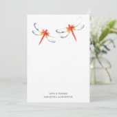 Bruiloft Dank u kaart rode libel (Staand voorkant)