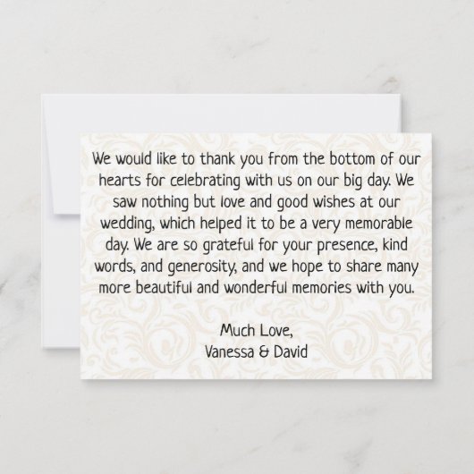 bruiloft dank u kaarten (Achterkant)