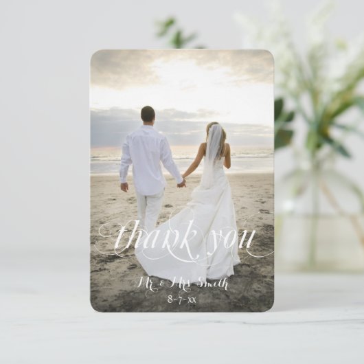 Bruiloft dank u kaarten, aangepaste foto bedankkaart (Staand voorkant)