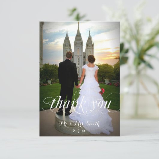 Bruiloft dank u kaarten, aangepaste foto bedankkaart (Staand voorkant)