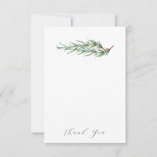 Bruiloft Dank u Kaarten Elegante Rozemarijn (Voorkant)