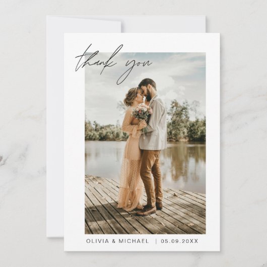 Bruiloft dank u kaarten foto minimalistisch (Voorkant)