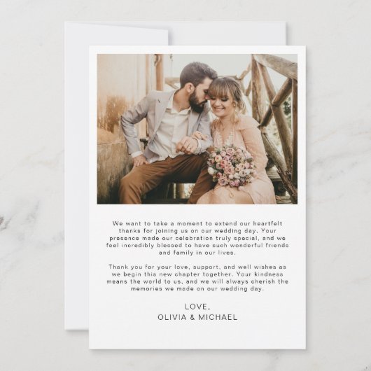 Bruiloft dank u kaarten foto minimalistisch (Achterkant)