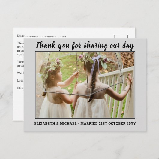 Bruiloft dank u kaarten met foto Virtual Digital (Voorkant / Achterkant)