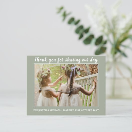 Bruiloft dank u kaarten met foto Virtual Digital (Staand voorkant)