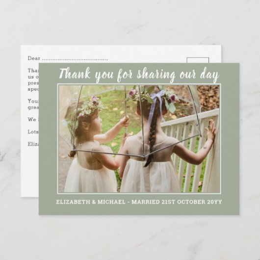 Bruiloft dank u kaarten met foto Virtual Digital (Voorkant / Achterkant)