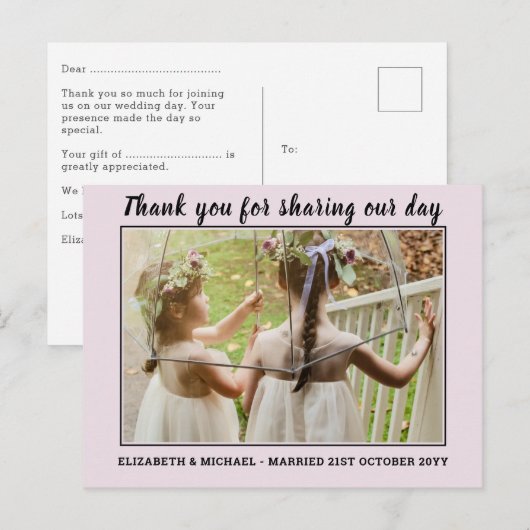 Bruiloft dank u kaarten met foto Virtual Digital (Voorkant / Achterkant)