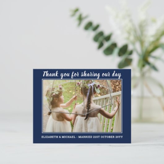 Bruiloft dank u kaarten met foto Virtual Digital (Staand voorkant)