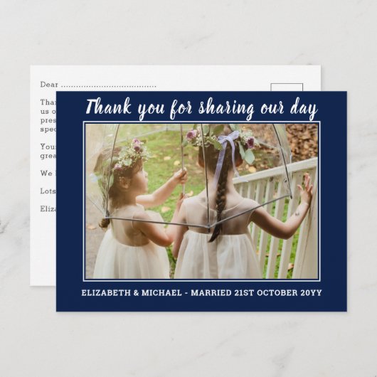 Bruiloft dank u kaarten met foto Virtual Digital (Voorkant / Achterkant)