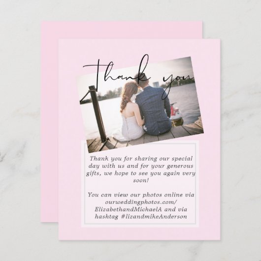 Bruiloft dank u kaarten met foto virtueel digitaal (Voorkant / Achterkant)