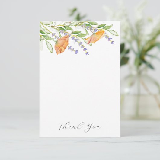 Bruiloft Dank u Kaarten Waterverf Bloemen (Staand voorkant)