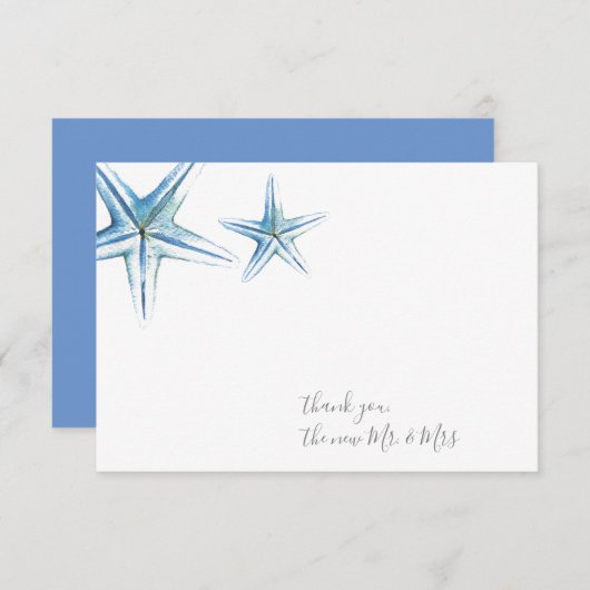 Bruiloft Dank u Kaarten Waterverf Zeester Notitiekaartje (Voorkant / Achterkant)