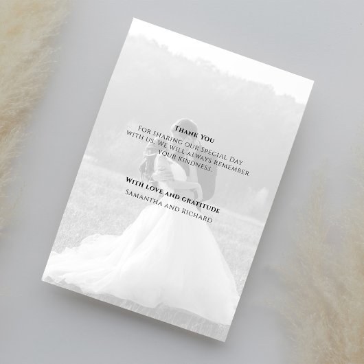 Bruiloft dank u kalligrafie 2 foto bedankkaart