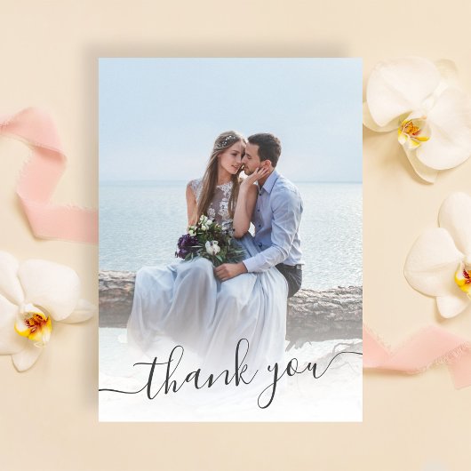 Bruiloft dank u kalligrafie 2 foto bedankkaart