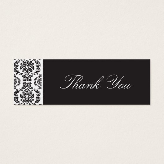 BRUILOFT :: dank u label :: damask - zwart 2 Mini Visitekaartjes (Voorkant)
