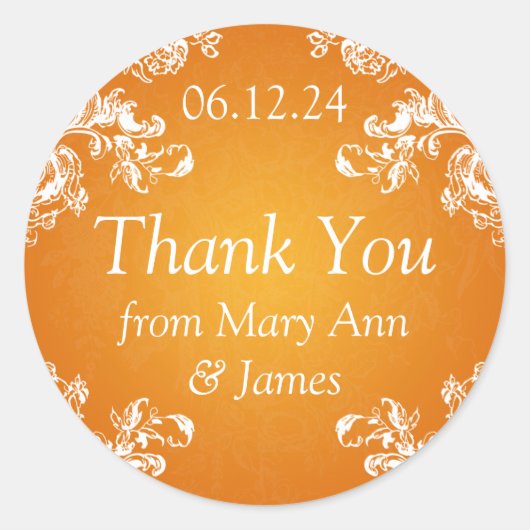 Bruiloft Dank u Label  wervelingen 2 Sinaasappel (Voorkant)