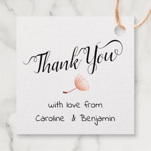 Bruiloft Dank u Liefde Hart Whimsical Bloem Bedankjes Labels (Achterkant)