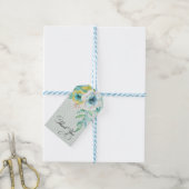 Bruiloft Dank u Mint Geel Bloemen Cadeaulabel (Met Touw)