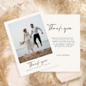 Bruiloft dank u moderne foto minimale script kaart