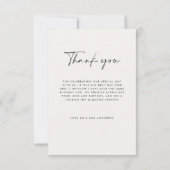 Bruiloft dank u moderne foto minimale script kaart (Achterkant)