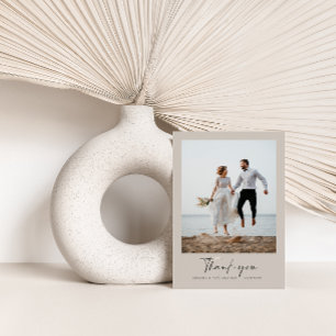 Bruiloft dank u moderne grijze foto minimale scrip kaart